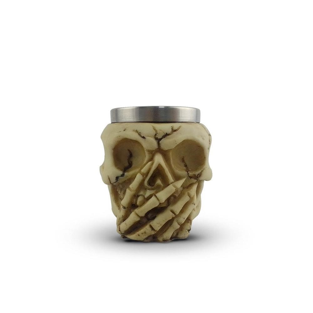 Copo Shot em Aço Inox Resina Caveira Decorativo 45ml