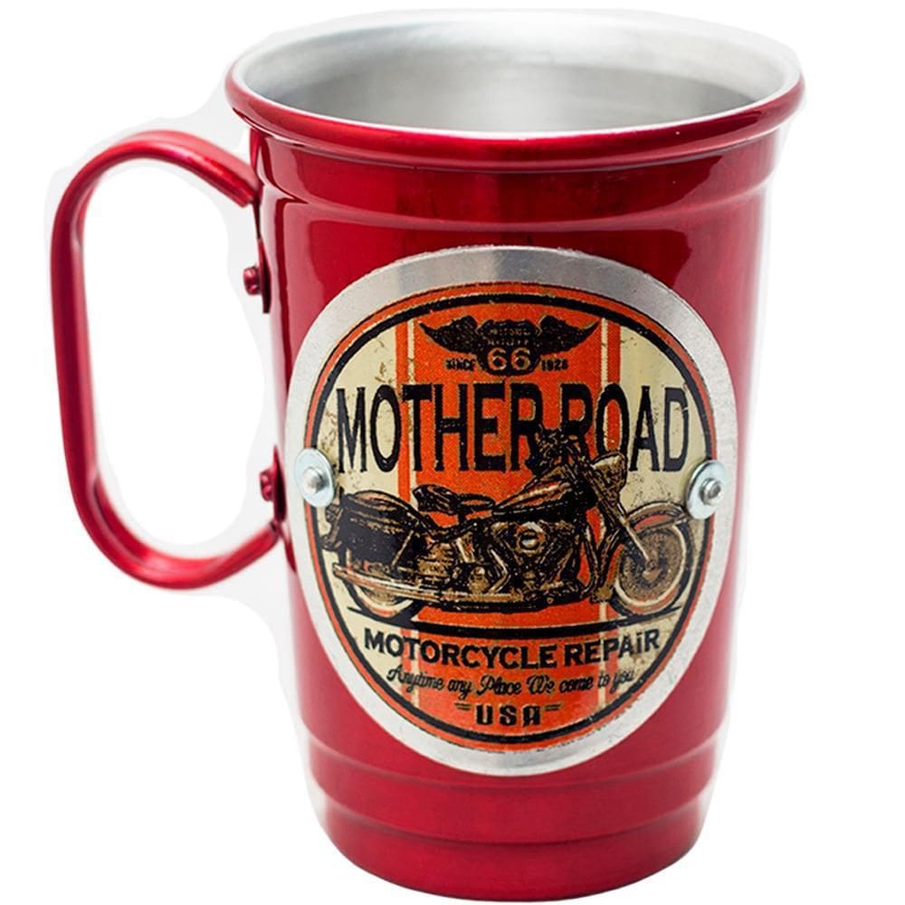 Caneca Alumínio Térmica Vintage Vermelha Mother Road 66