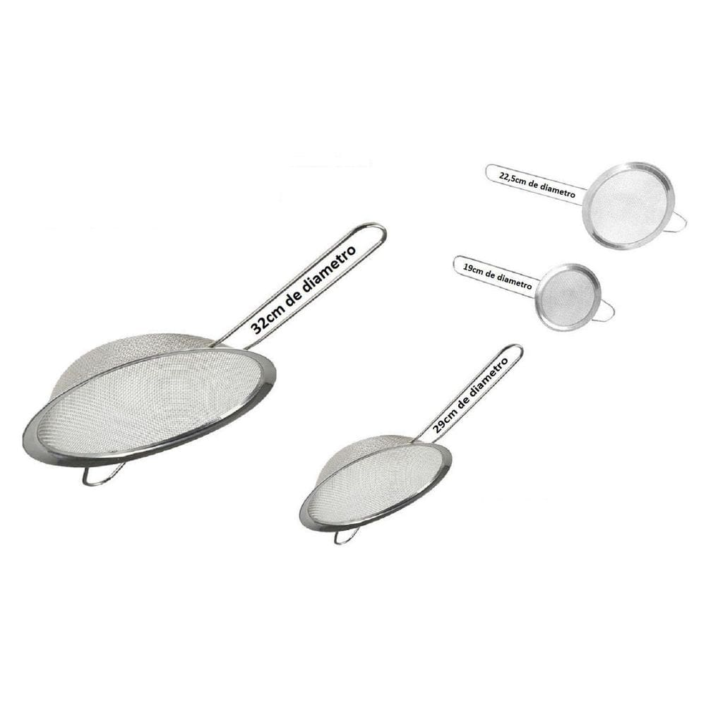 Peneiras Kit Com 4 De Aço Inox Utensilio De Cozinha