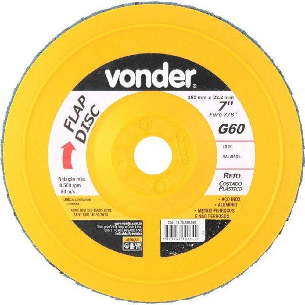Flap Disc 7 G60 Costado Pvc Reto Para Aço Carbono E Inox -