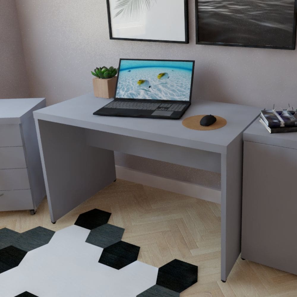 Mesa para Escritório 90cmx60cm Cinza Cristal