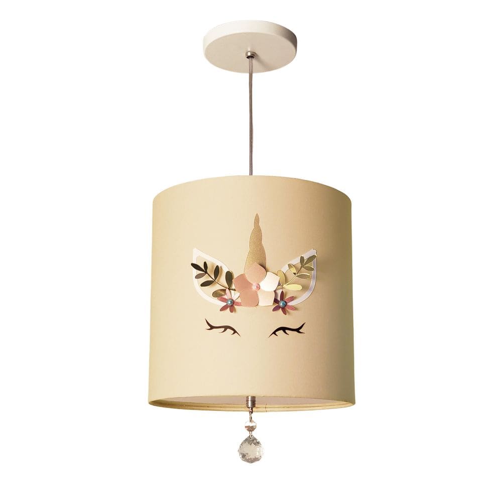 Lustre Pendente Unicórnio Luminária Infantil Cru 25X25