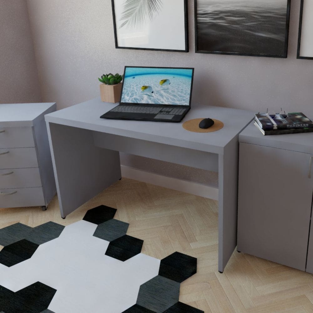 Mesa para Escritório 160cmx60cm Cinza Cristal