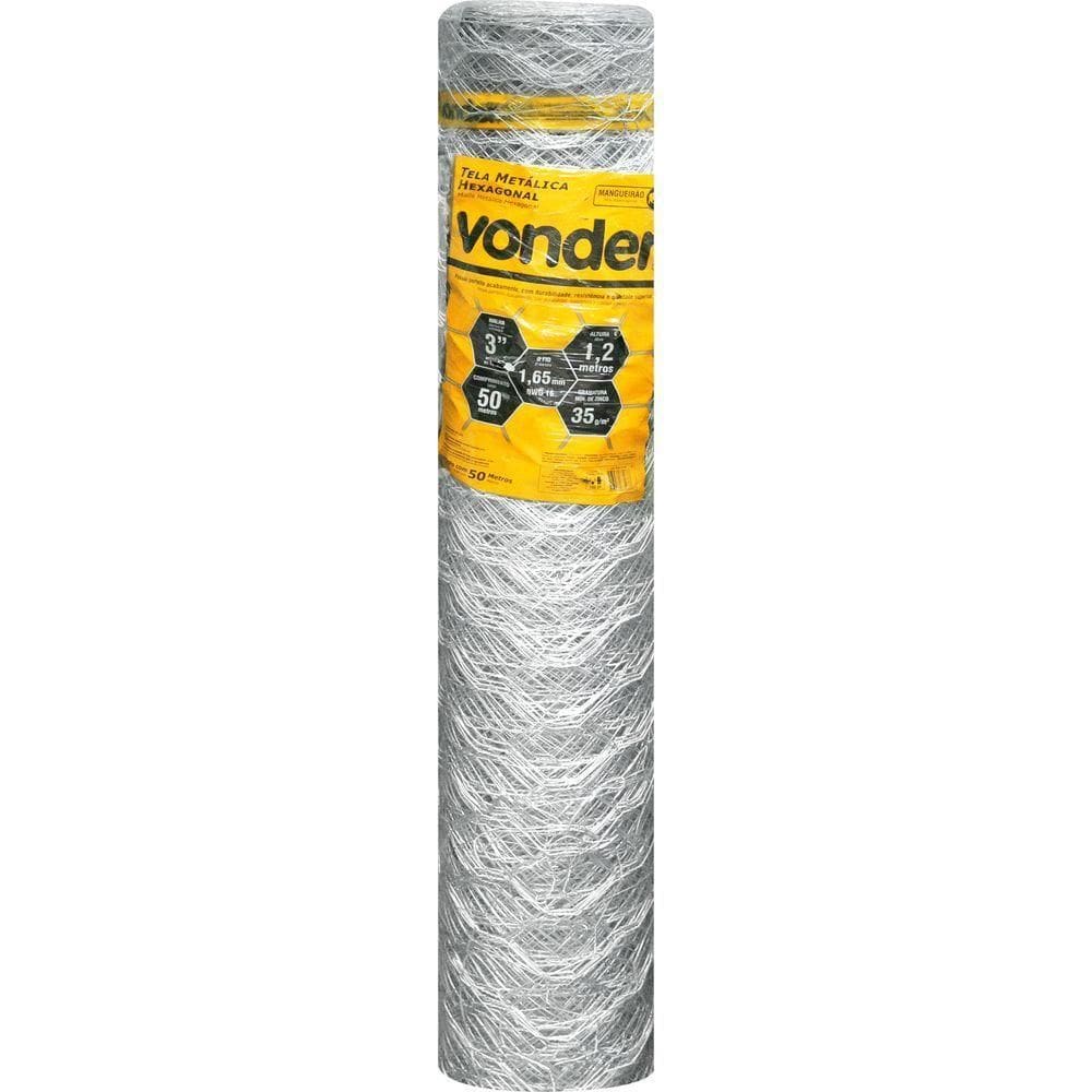 Tela Metálica Mangueirão Hex Malha 3`` BWG16 1,2m 50m Vonder