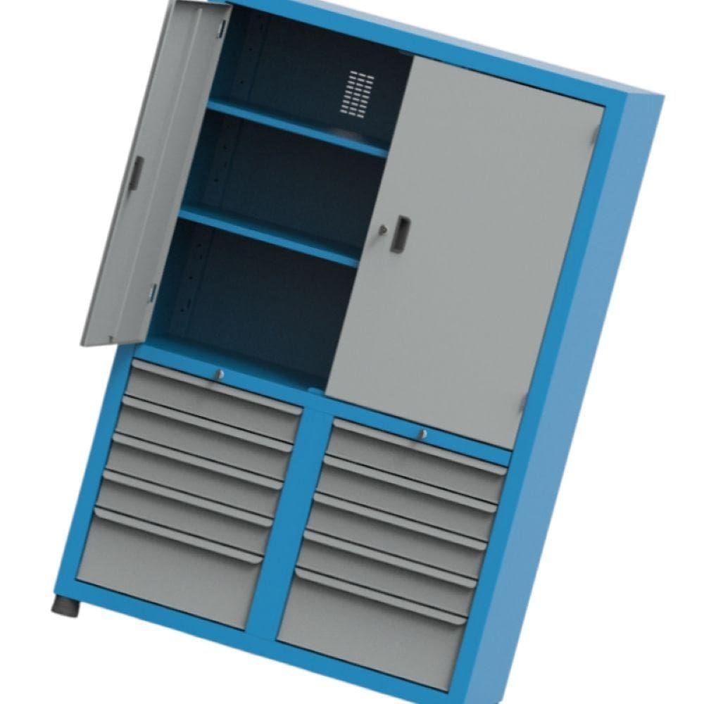 Armário Com 2 Prateleiras Reguláveis E 10 Gavetas Arm003 Cmb