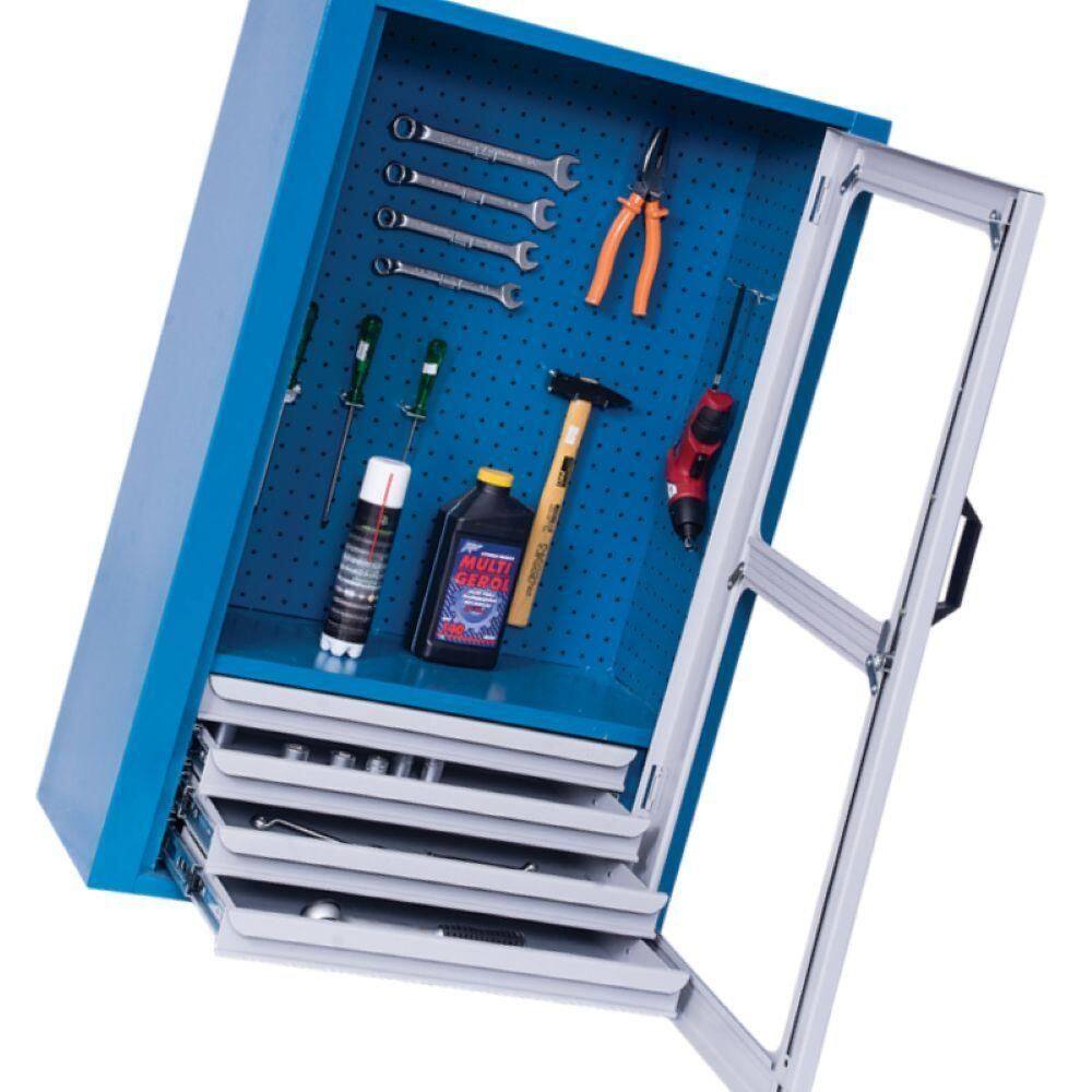 Armário Com 4 Gavetas Painel Perfurado E Visor De Acrílico Arm029a Cmb