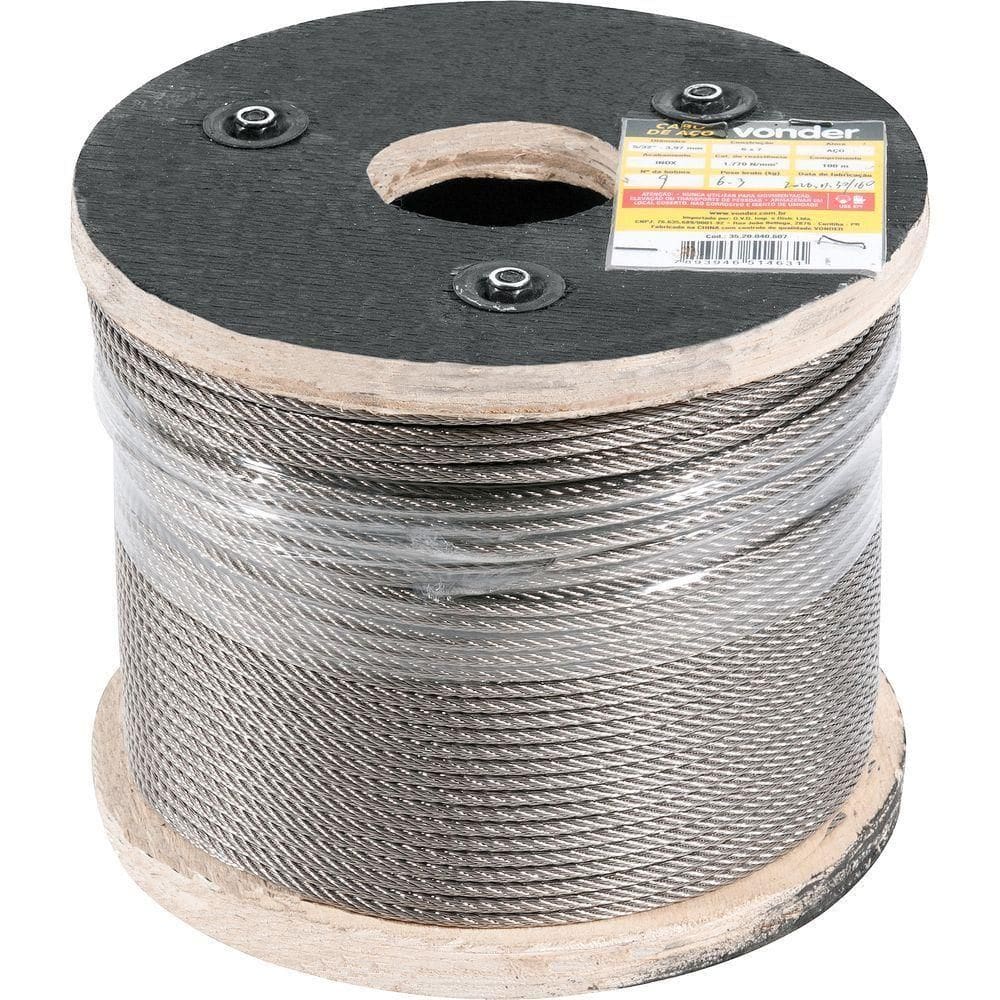 Cabo De Aço Inox Aa 3,97mm 5-32 6x7 Com 100m De Cabo De Aço