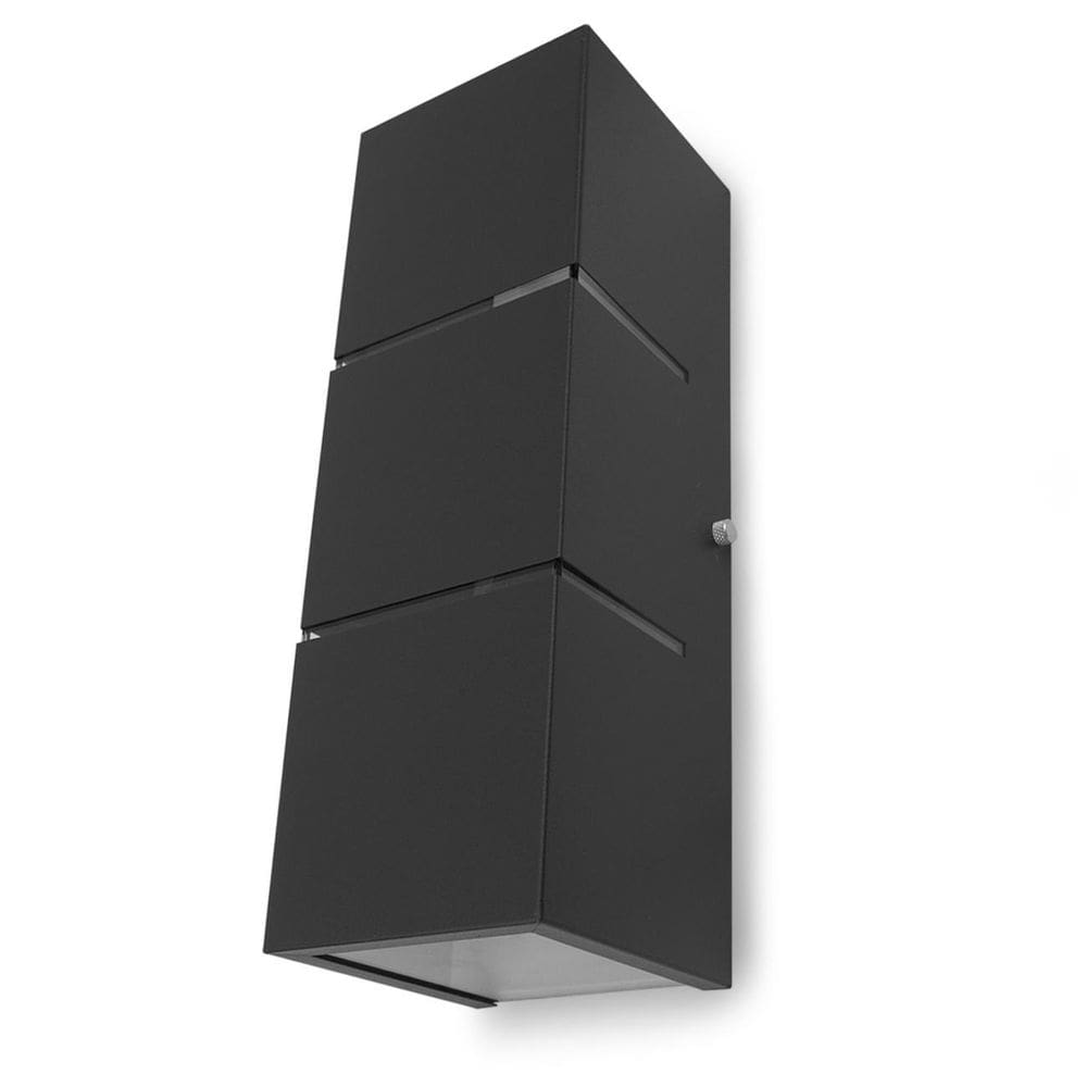 Arandela 2 Focos Frisos Fachos 30Cm Externa Interna Preta