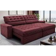 Sofá Retrátil e Reclinável 2,70m Molas Ensacadas Max Spring. Velusoft Cama inBox