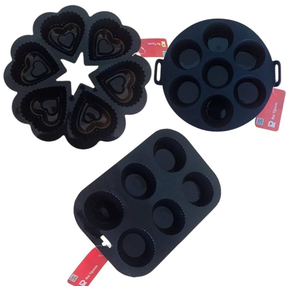 Kit 3 Formas De Silicone Bolo Bolinho Cupcake Escolha A Cor