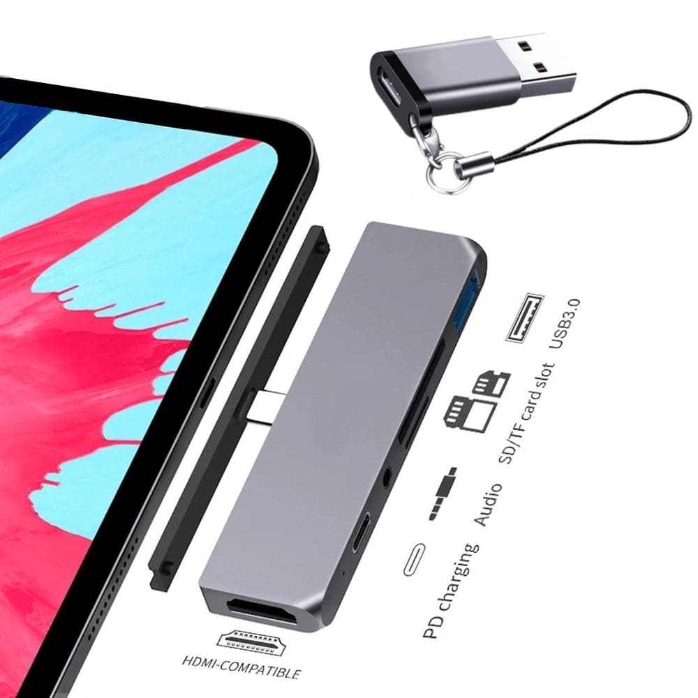 Hub USB 3.0 HDMI 4k P2 Cartão SD/TF Com Adaptador USB OTG