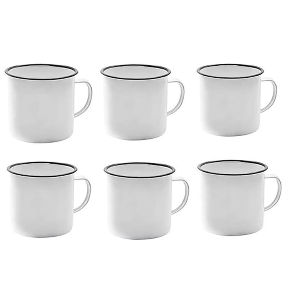 Kit Ágata Esmaltada Com 6 Canecas 90 ML Branca