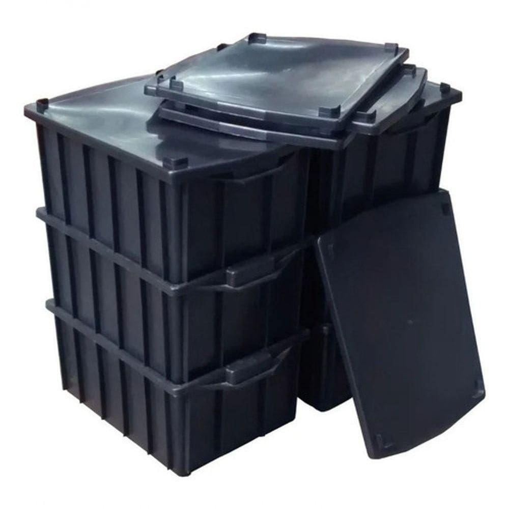6 Peças Caixa Plastica Organizadora Com Tampa 28l Tipo
