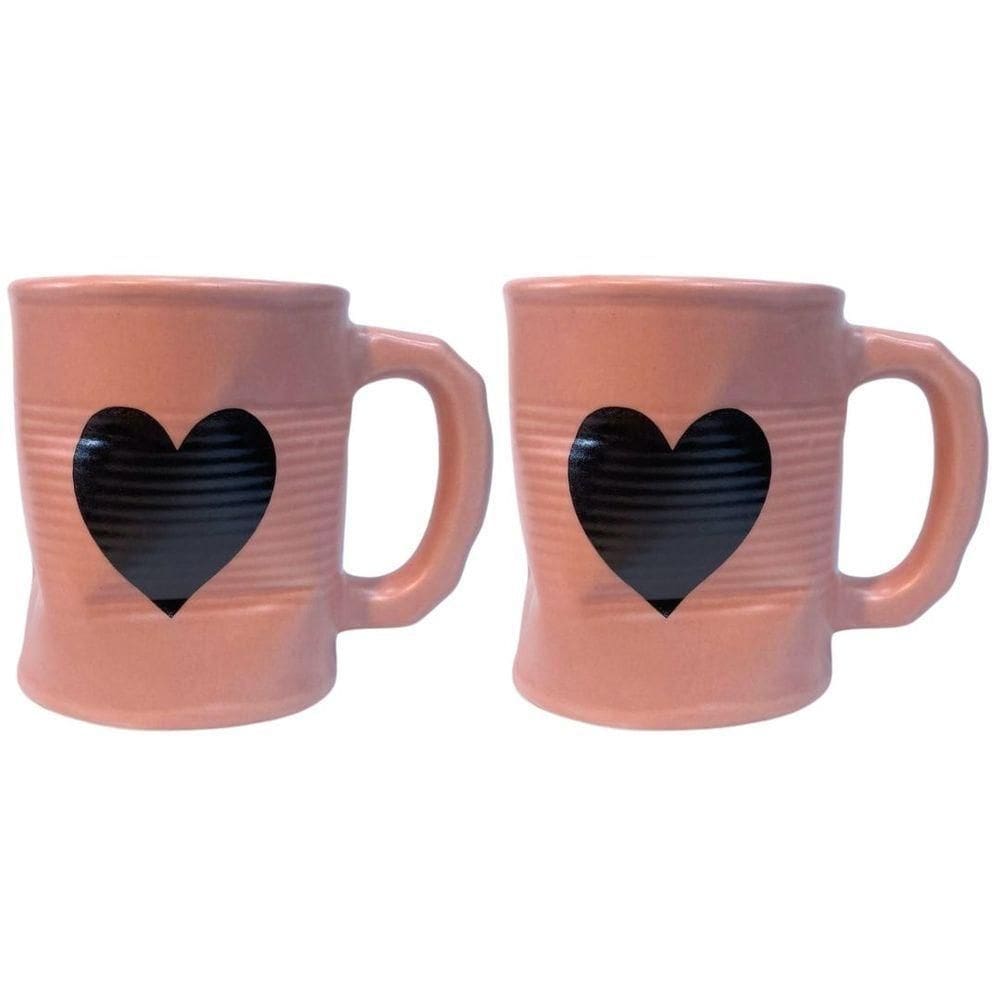 Jogo 2 Caneca Amassada 320ml Para Chá Cappuccino Rosa