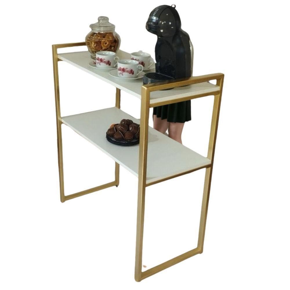 Aparador Buffet Luxo Café Mesa Sala Cozinha Romero Dourado/branco