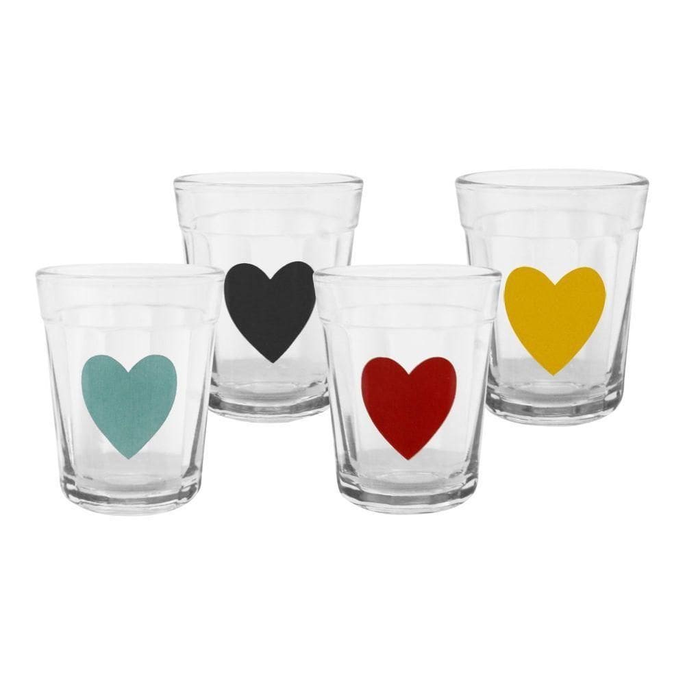 Jogo Copo De Dose Shot 45ml Coração Colorido