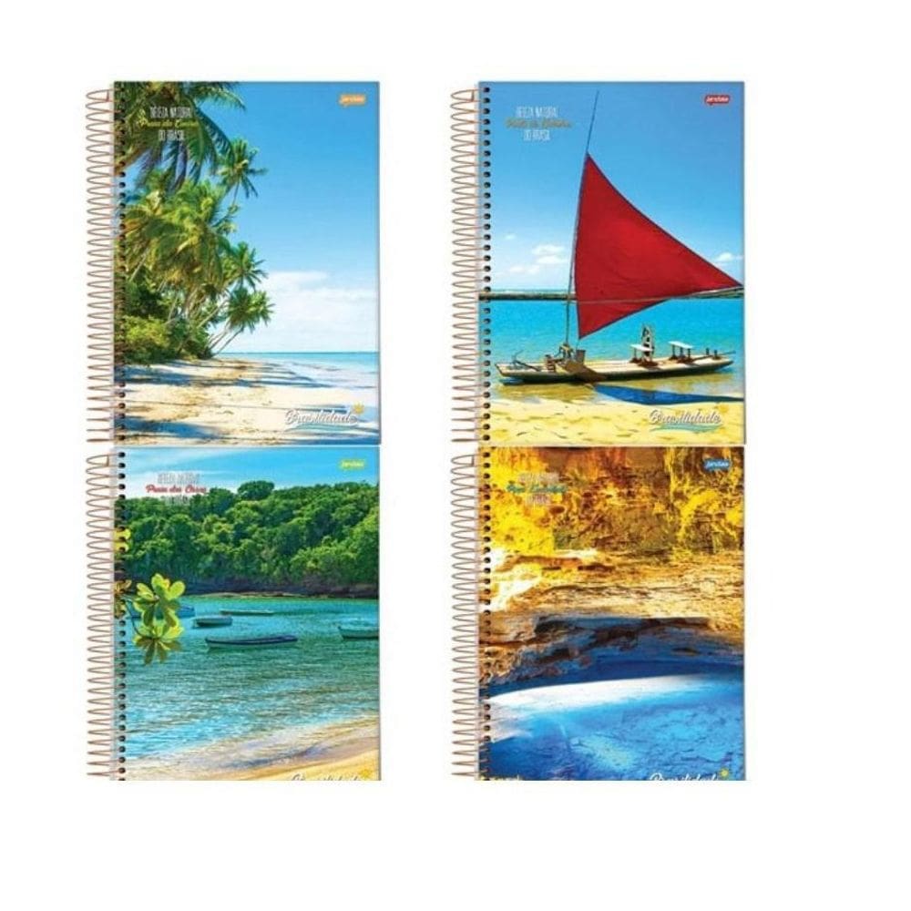 10 Cadernos Espiral Pequeno 1/4 Capa Flexivel 96 Folhas