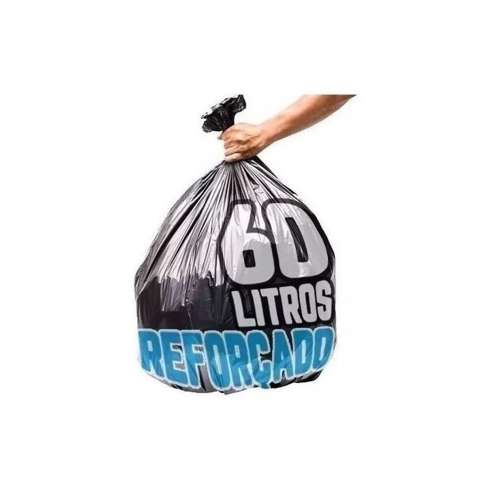 Saco De Lixo 60 Litros 100 Un Preto Reforçado Otima Qualida