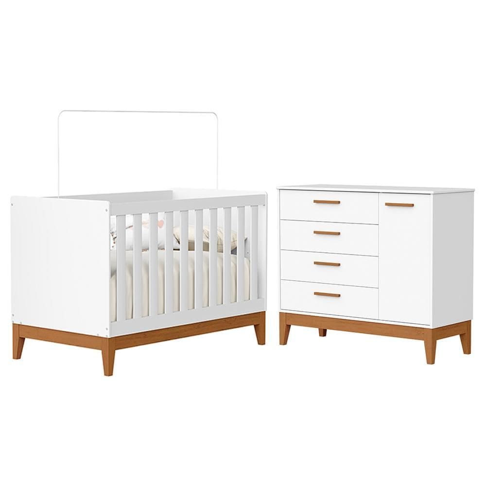 Jogo de Quarto Infantil Flip Cômoda 1 Porta e Berço Americano - Reller Móveis