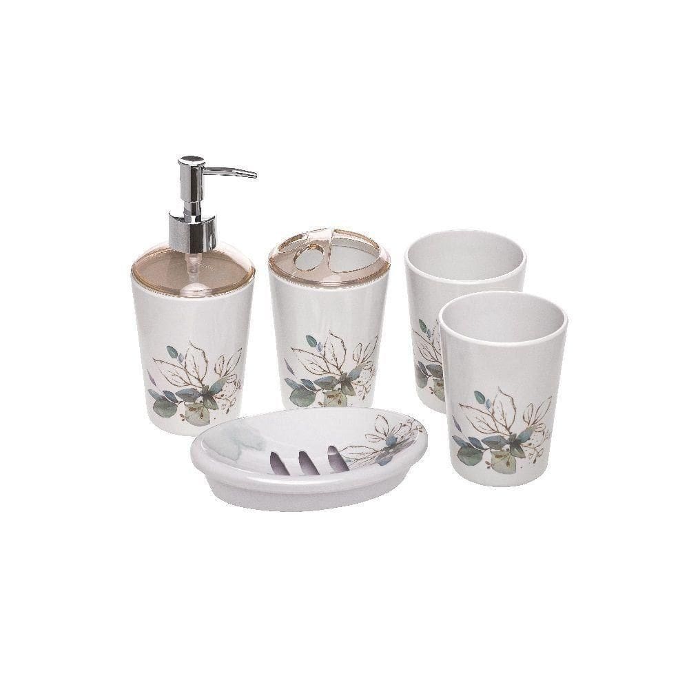 Kit Banheiro Lavabo 5 Peças Em Melamina Branco