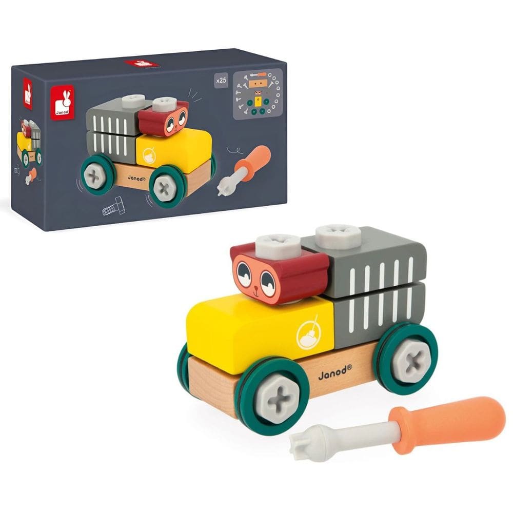 Carrinho de Madeira Educativo Construção Chorrinho Brinquedo Infantil Brico Kids - Janod