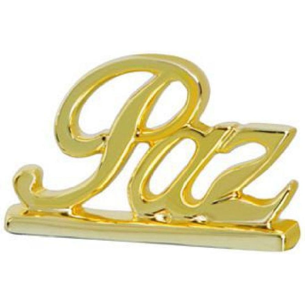 Enfeite Em Cerâmica Paz Dourado 19X12 Cm