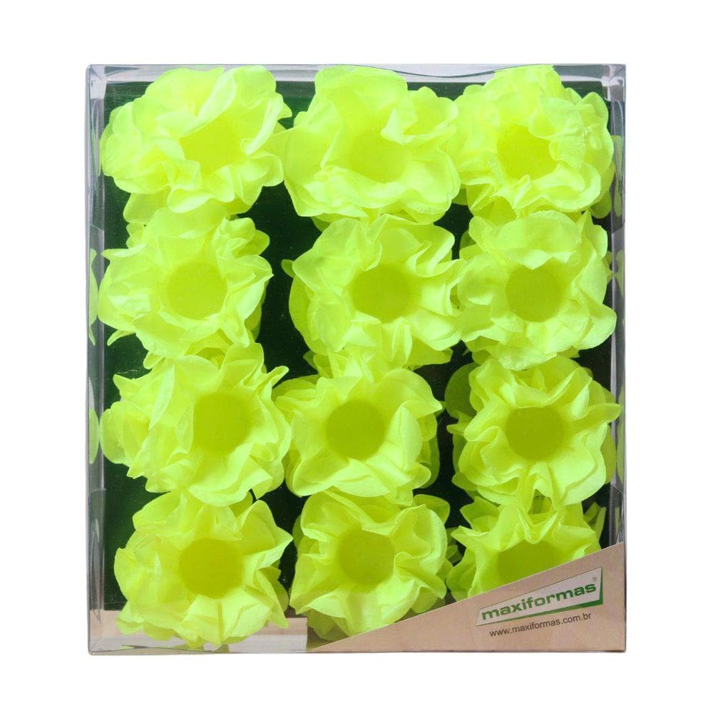 Forminha Happy Papel Seda Neon Amarela