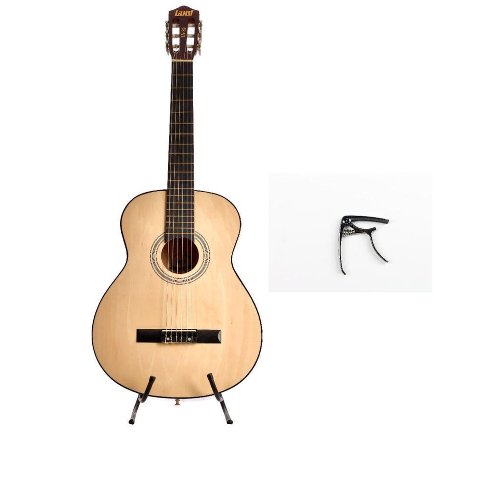 Kit Violão Land Acústico Nylon Natural+ Capo Traste Pba07