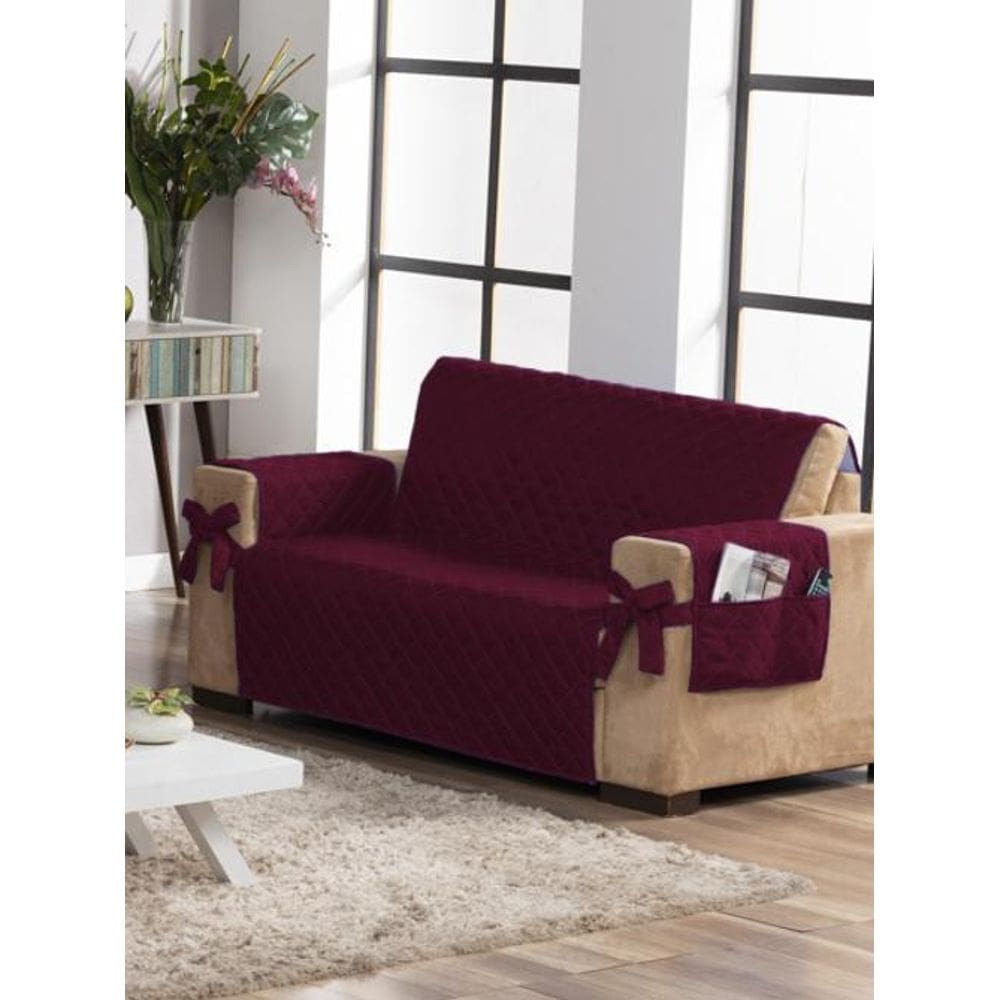 Capa de Sofá Para 2 Lugares Avulsa Vinho