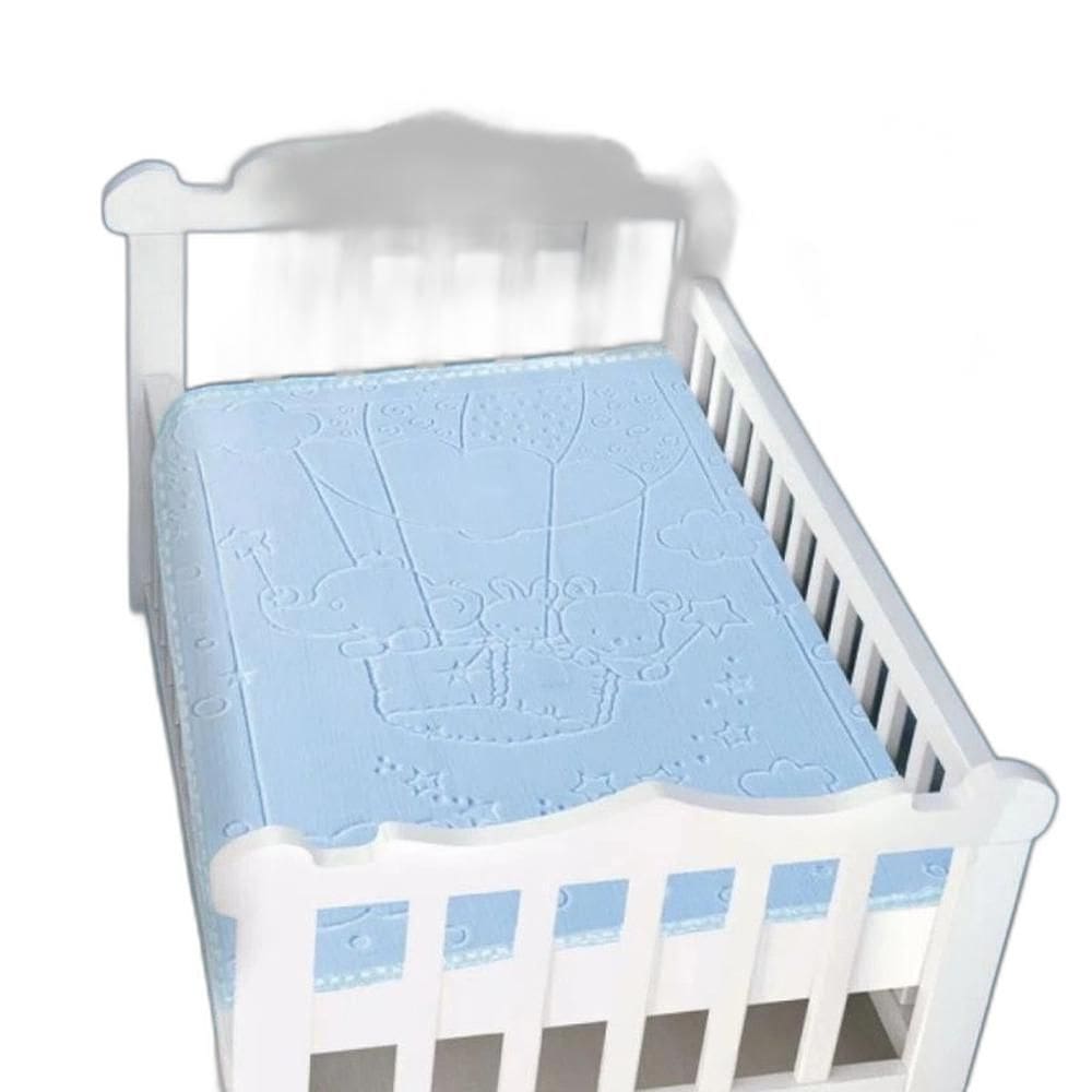 Cobertor Infantil Raschel Com Relevo Azul - Jolitex