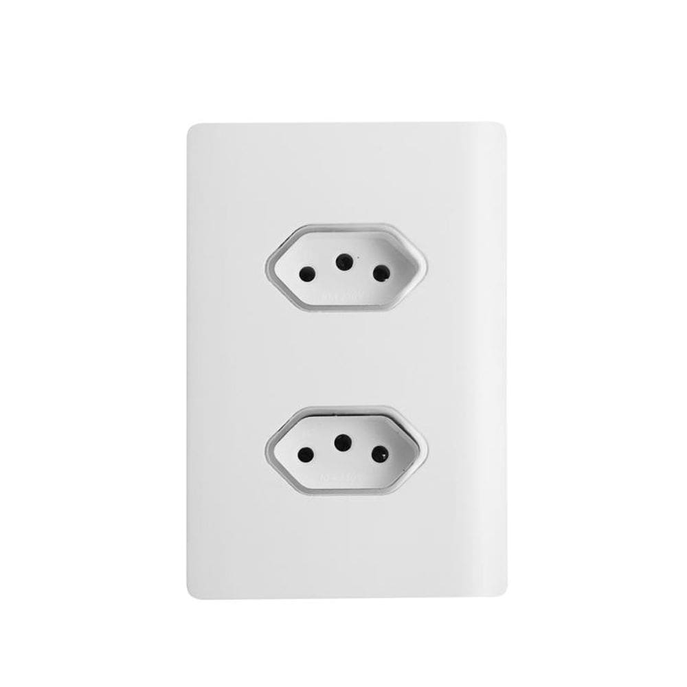 Tomada Dupla 10A - Novara Branco Brilhante