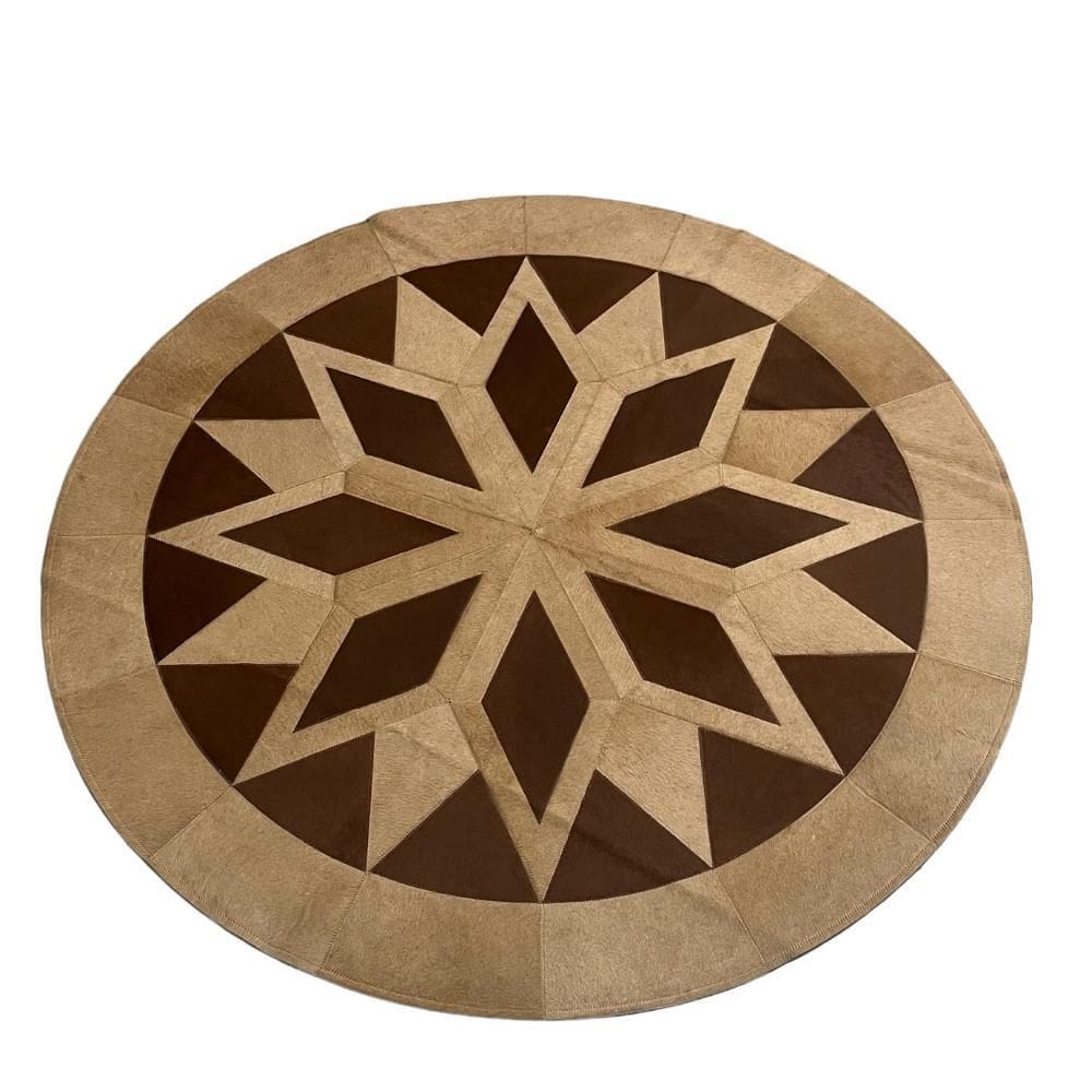 Tapete Mandala Redondo 100% Couro 1,50M Diâmetro - Rd11