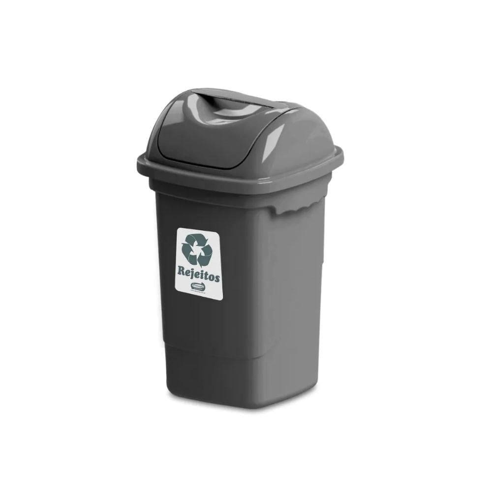 Lixeira Seletiva Basculante 30l Plasvale Cinza Rejeitos Cinza