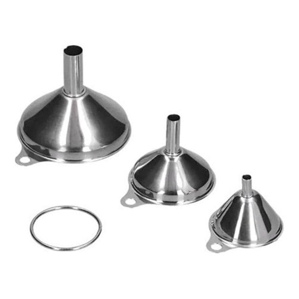 Funil Dosador Pequeno Inox Kit 3 Tamanhos