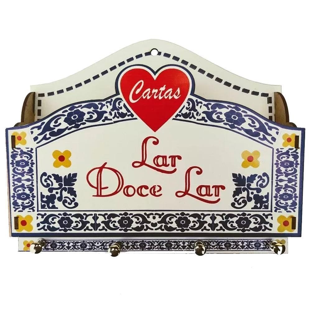 Porta Cartas com Porta Chaves Chaveiro Lar Doce Lar