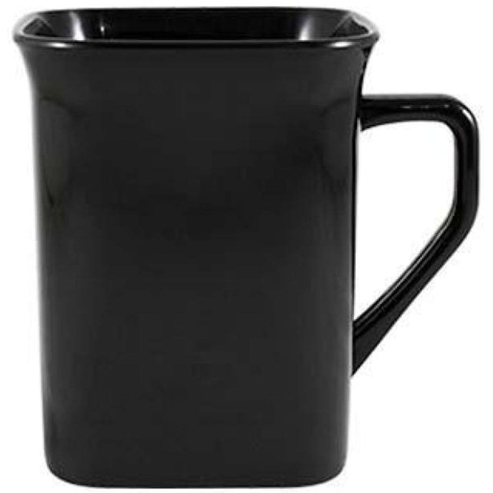 Kit 4 Canecas Quadrada Preto 250Ml Plástico Premium