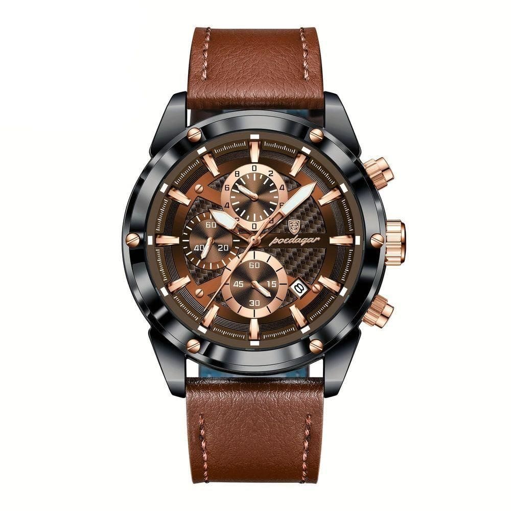 Relógio De Pulso Masculino Com Movimento Quartzo Design Esportivo Marrom