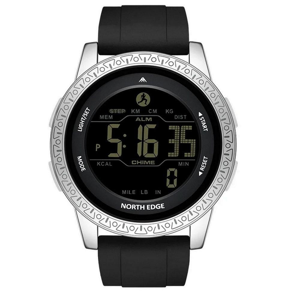 Relógio Digital Masculino Esportivo Apollo À Prova Da Água 50m Multifuncional Preto Prata