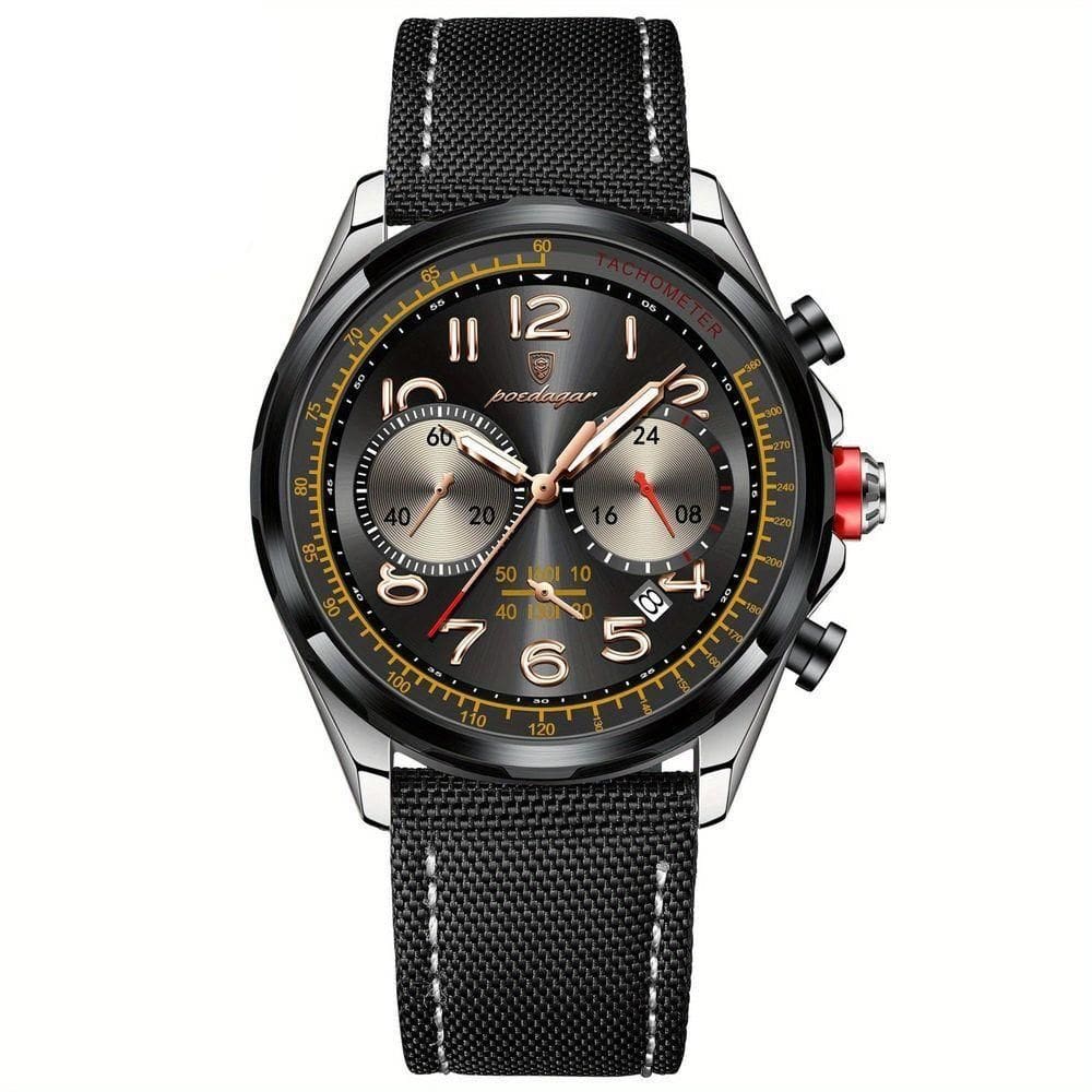 Relógio Masculino Quartzo Com Cronógrafo á Prova D`agua Com Pulseira Em Nylon Preto