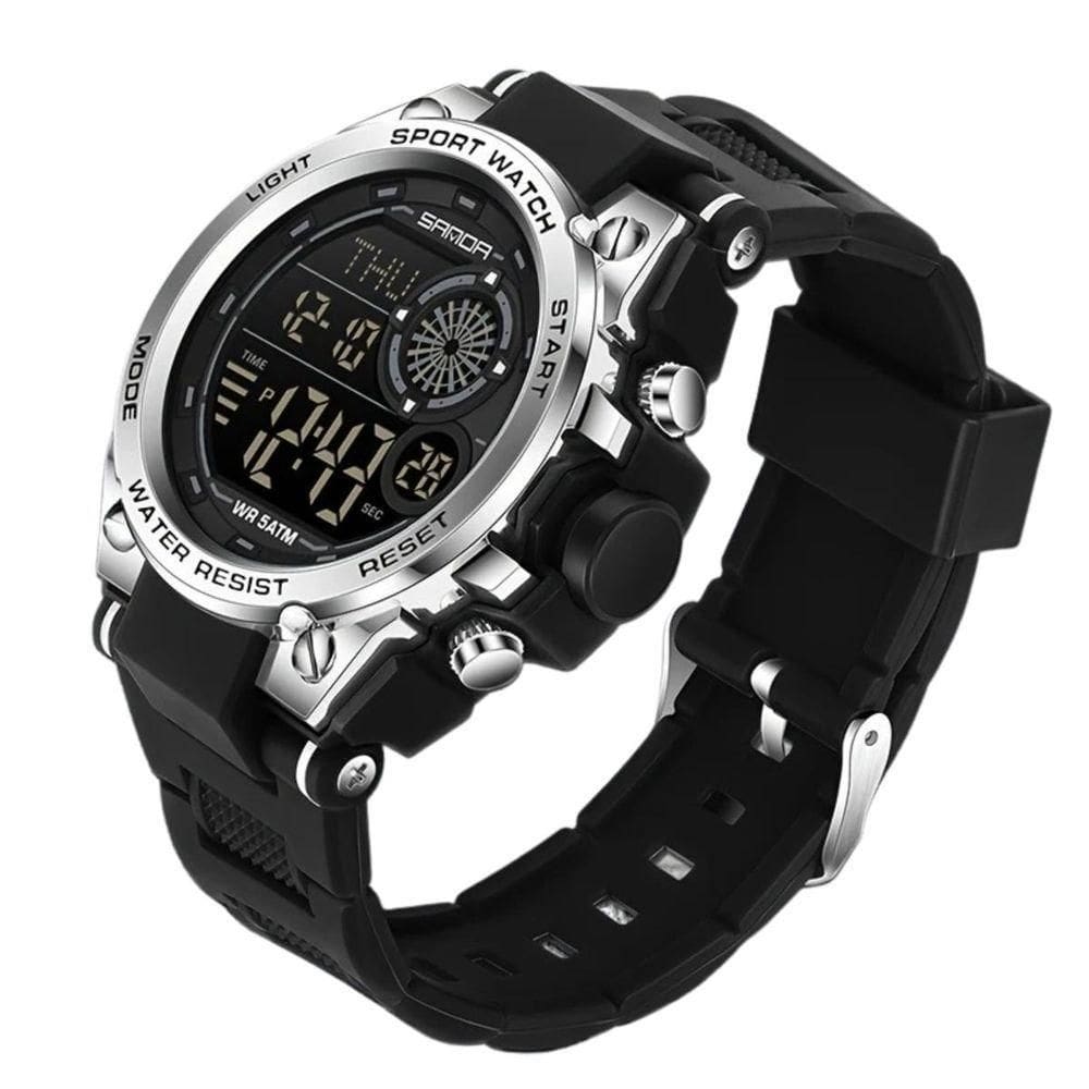 Relógio 6255 Led De Fundo Iluminado, Alarme Cronógrafo Temporizador Cinza