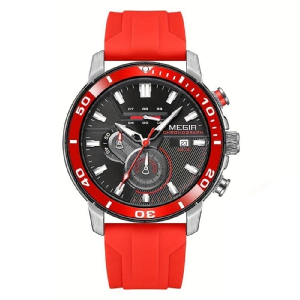Relógio Esportivo Estilo Casual Pulseira De Silicone Resistente à água 3atm Vermelho