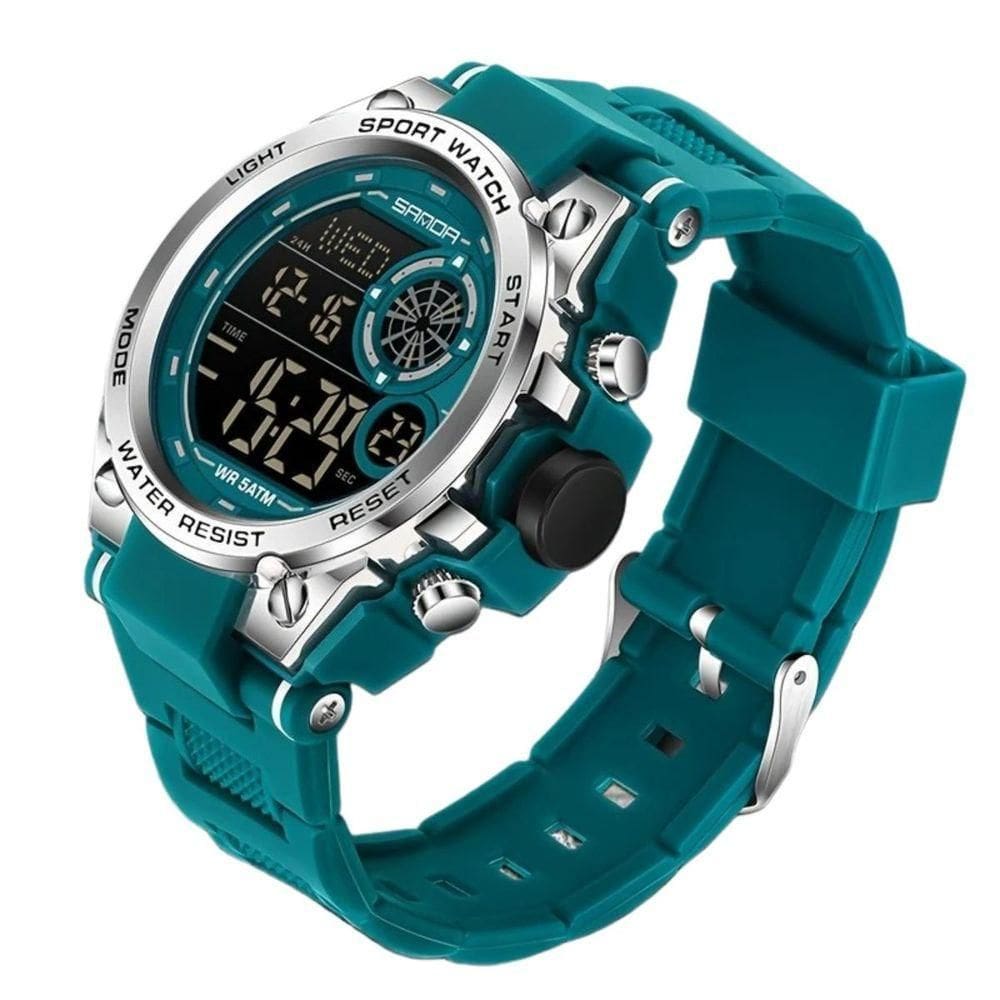 Relógio 6255 Led De Fundo Iluminado, Alarme Cronógrafo Temporizador Azul Claro