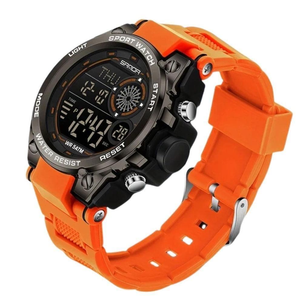 Relógio 6255 Led De Fundo Iluminado, Alarme Cronógrafo Temporizador Laranja
