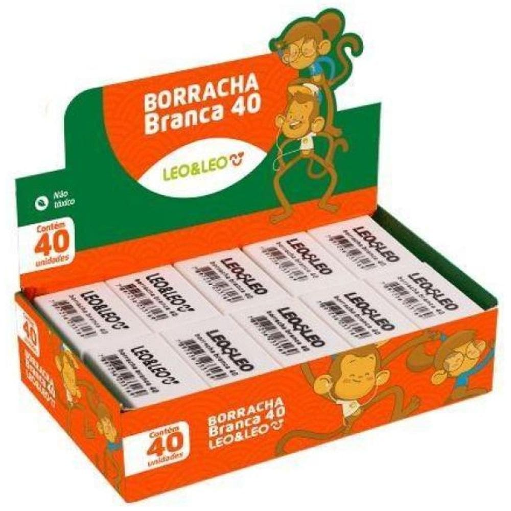 Borracha Escolar Branca Escolar Nº40 Caixa C/40 Unidades