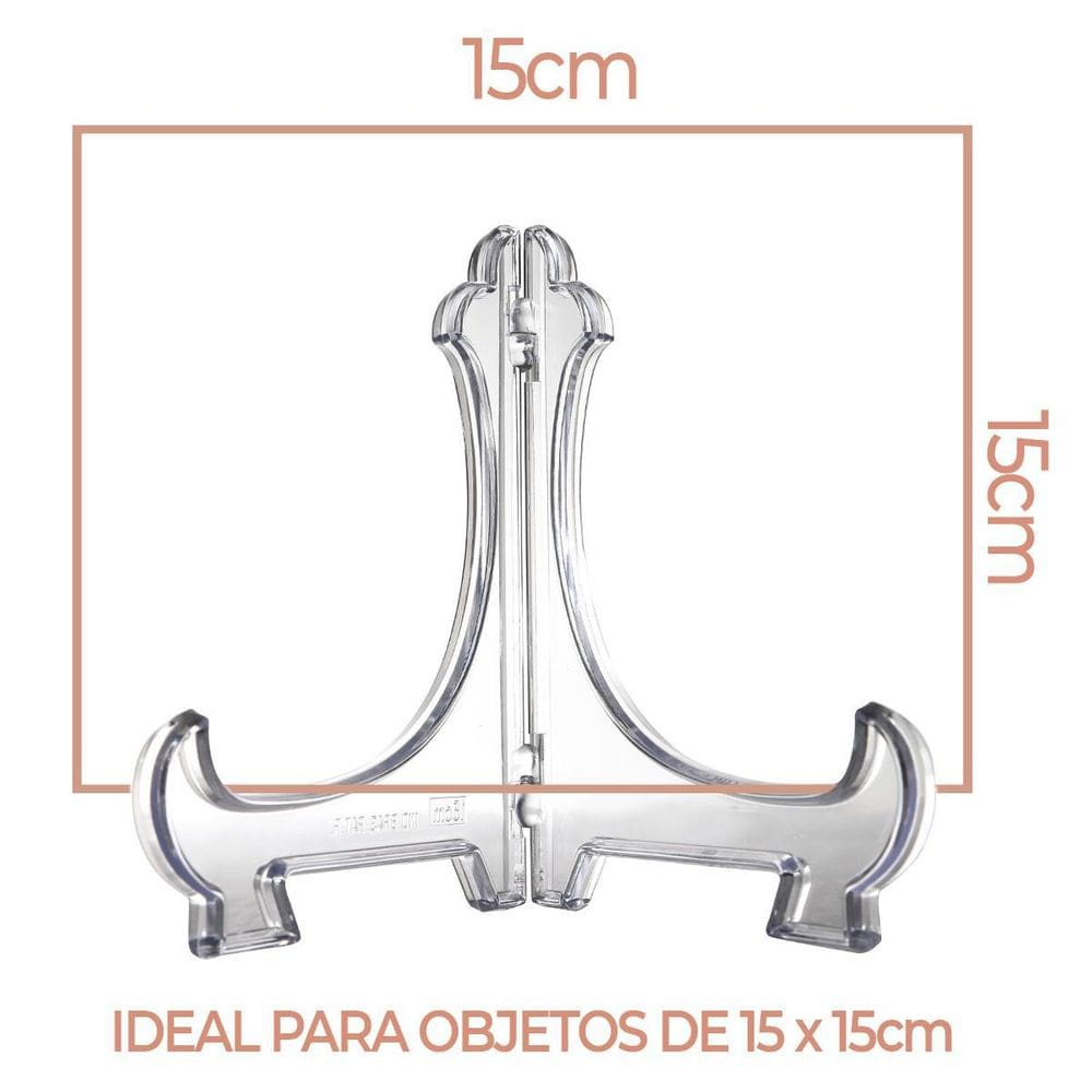 Kit 2 Peças Suporte Para Pratos Acrílico Transparente 15Cm