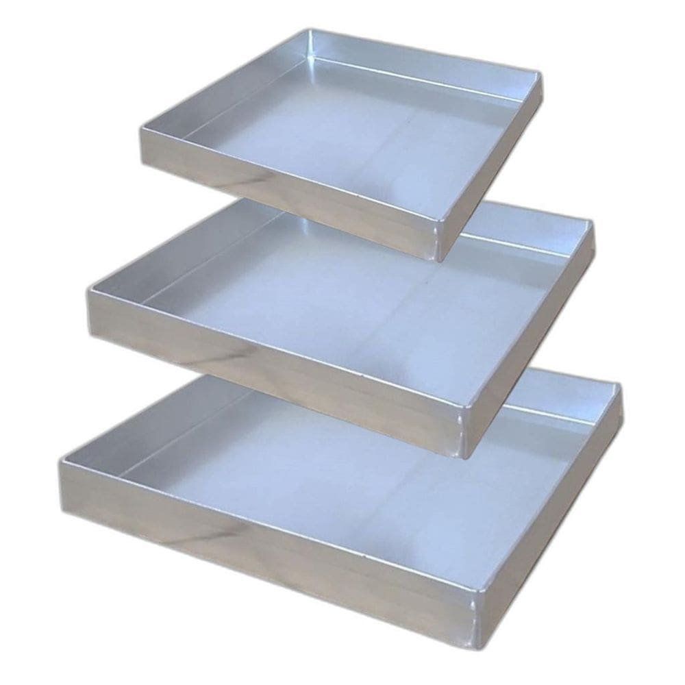 Kit 3 Formas De Brownie 25-30-35 Cm Assadeira Alumínio