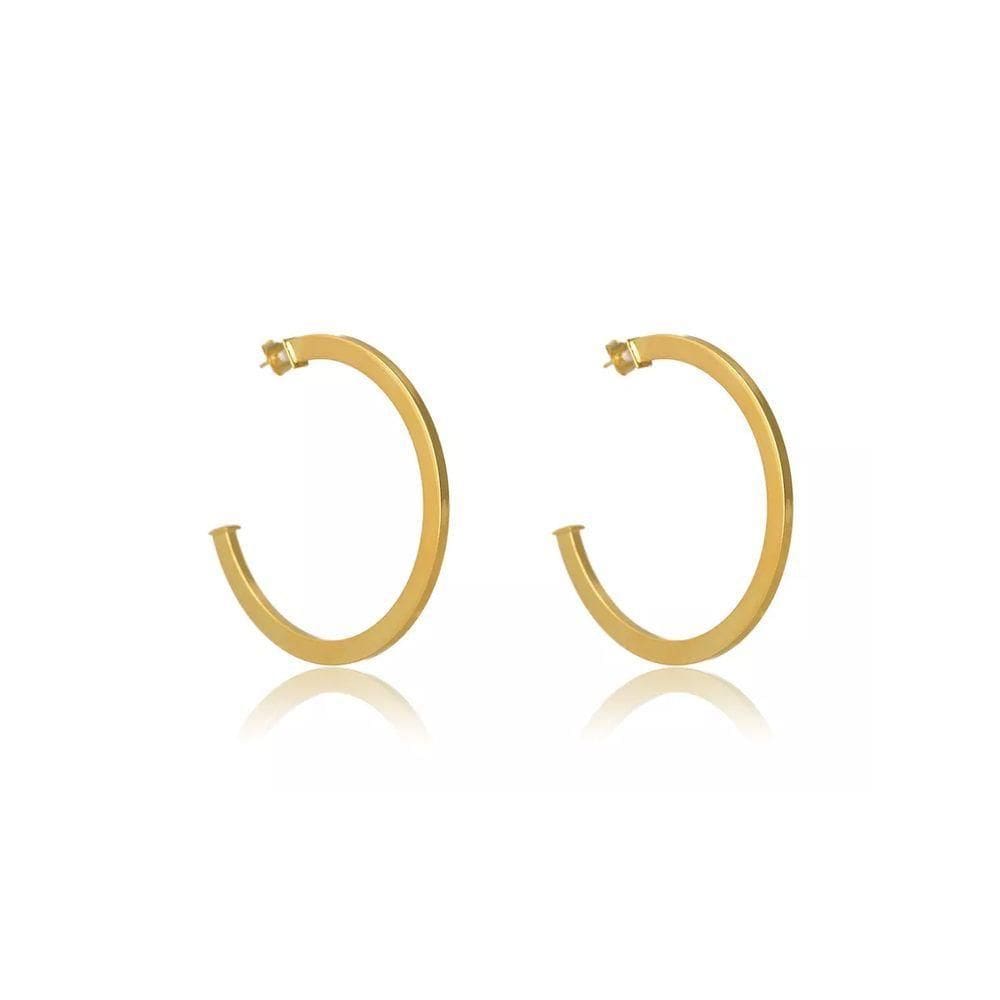Brinco Argola Grande Clássica Folheado Em Ouro 18k