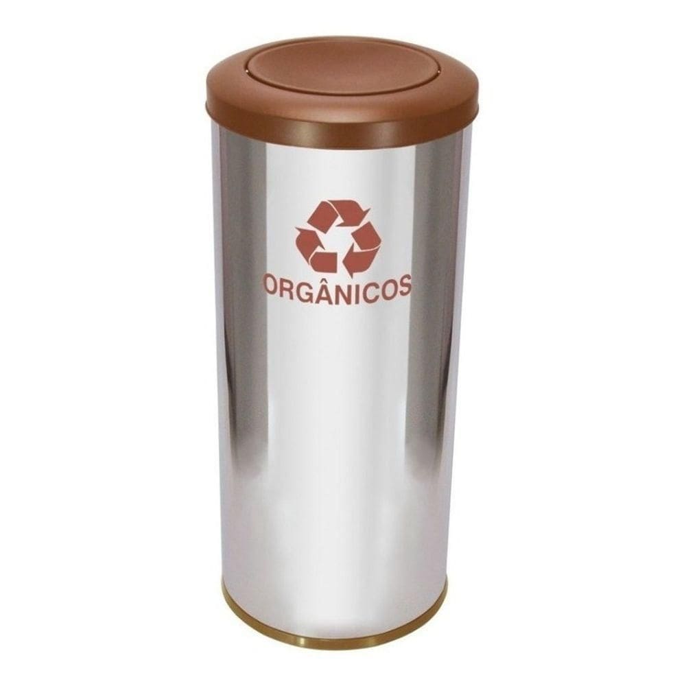 Lixeira De Aço Inox 50l Com Tampa Meia Esfera Pintada
