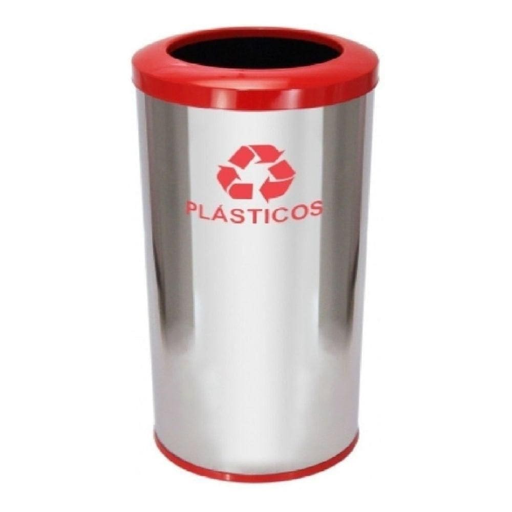 Lixeira Em Aço Inox Com Aro Pintado 50l