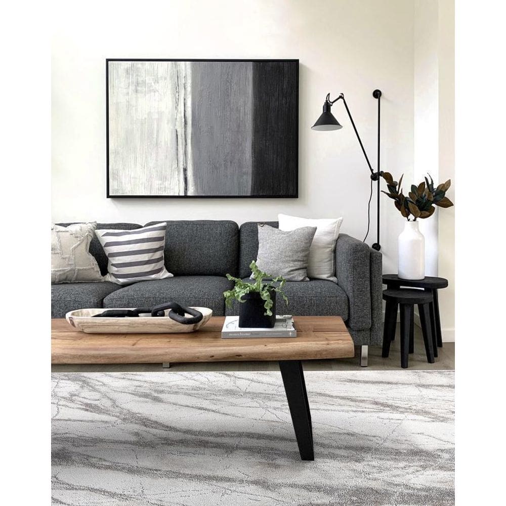 Tapete Sala 200X250 Marmorizado Cinza Gelo Marfim 2,00X2,50